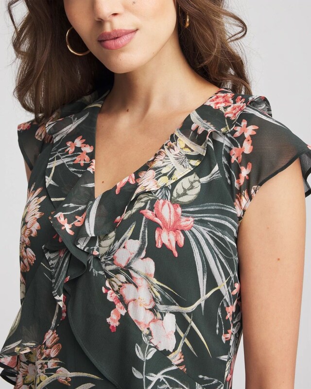 Floral Ruffle-Trim Chiffon Dress - image 4